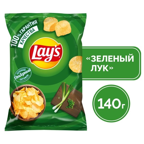 Чипсы Лейз Молодой Зеленый лук 140г