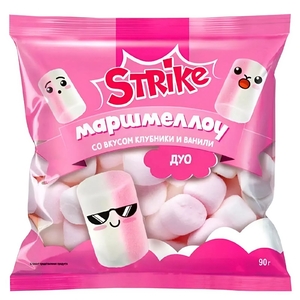 Маршмеллоу Жевательный зефир со вкусом клубники и ванили 90 г.