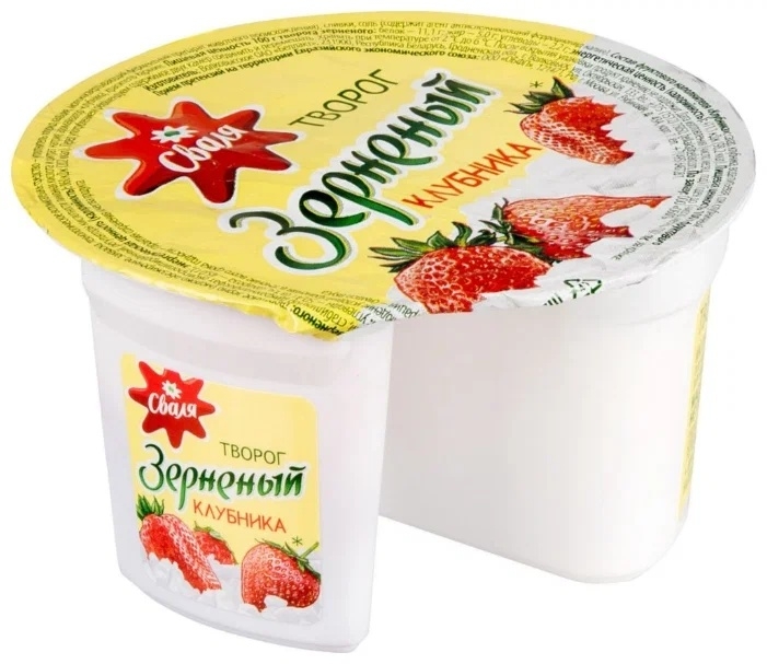 БЗМЖ Творог зерн Сваля 5% клубника 130г